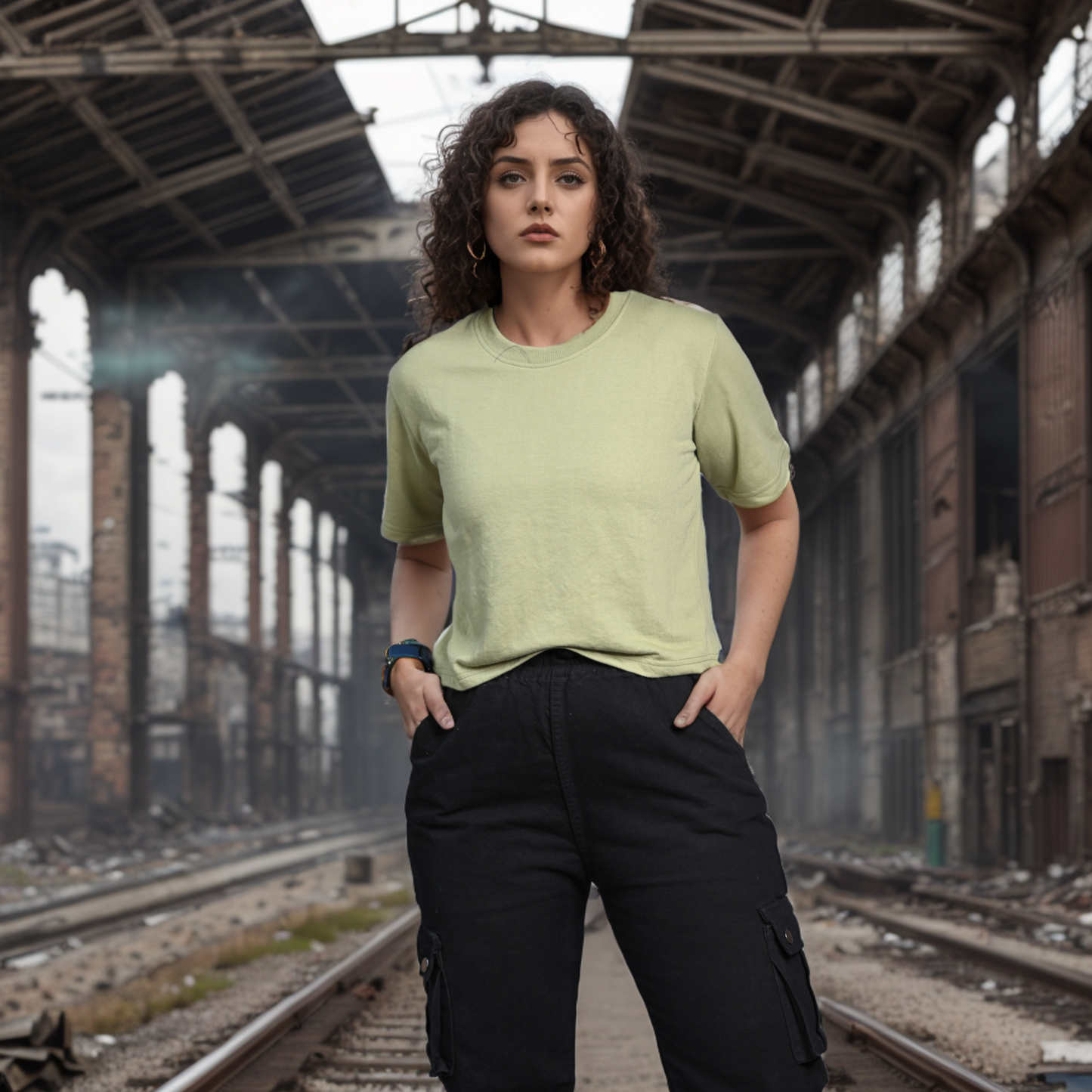 Pista Perfect: Loose-Fit Short T-Shirt in Green