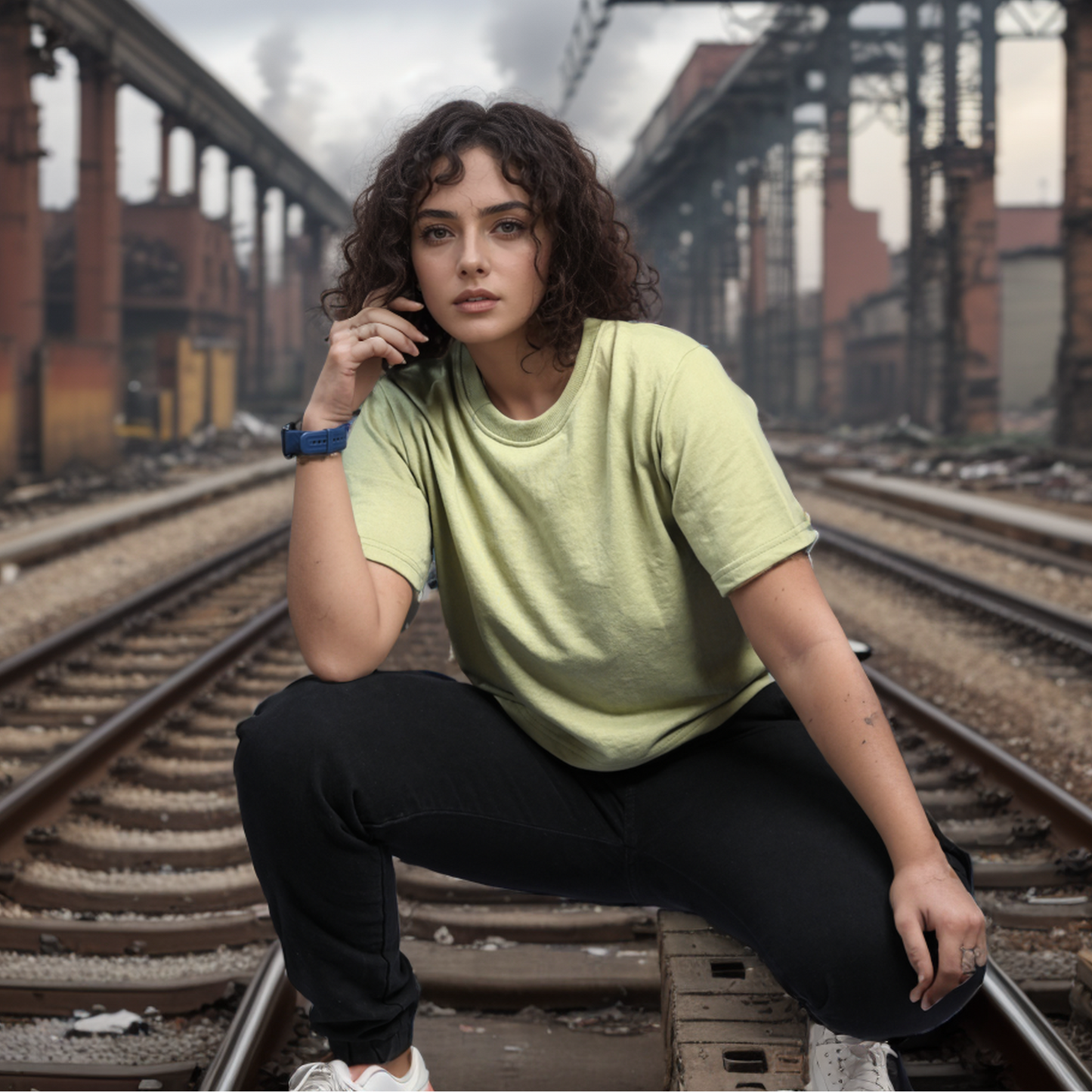 Pista Perfect: Loose-Fit Short T-Shirt in Green