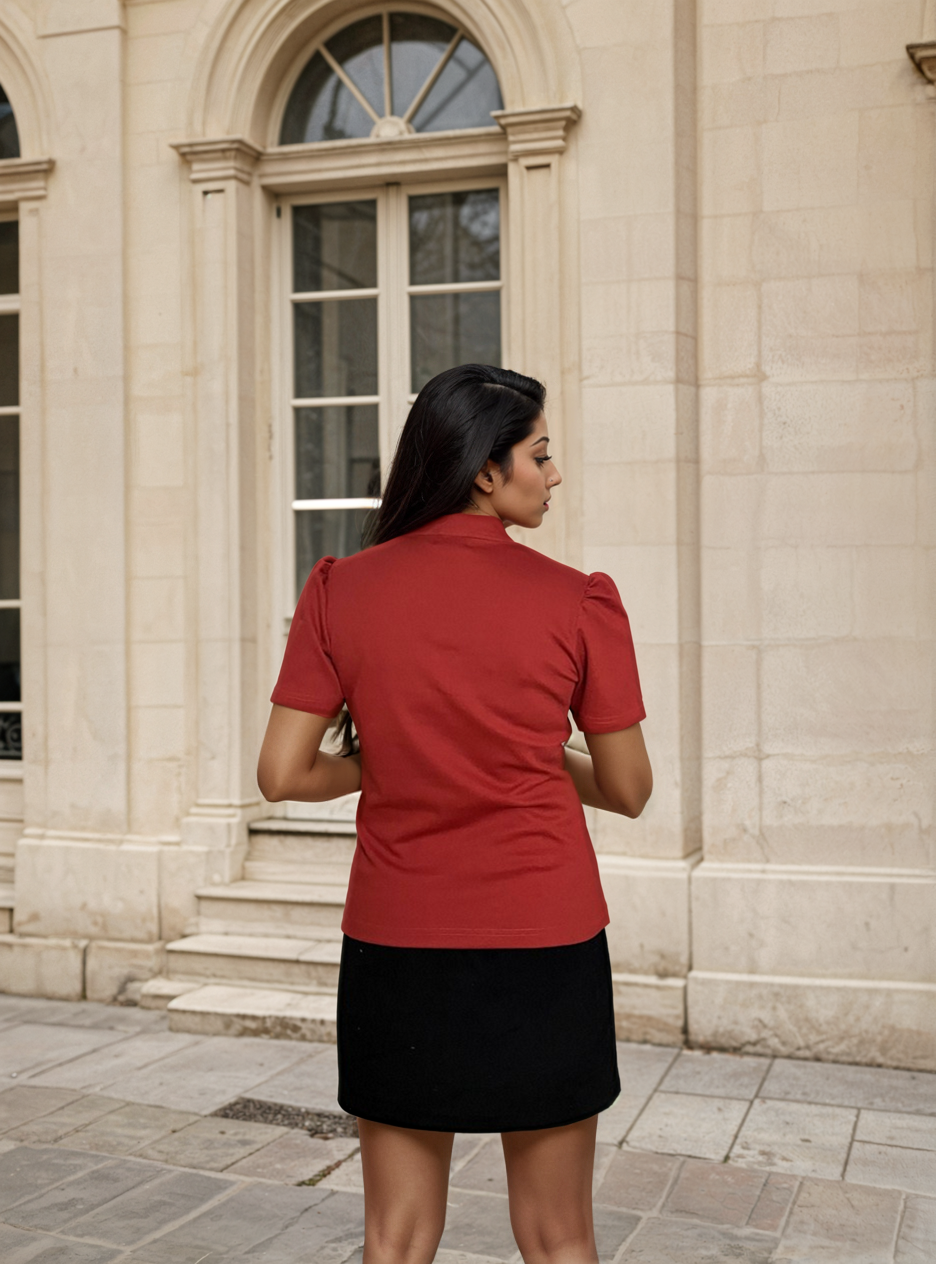 Scarlet Puff Sleeve Everyday Top