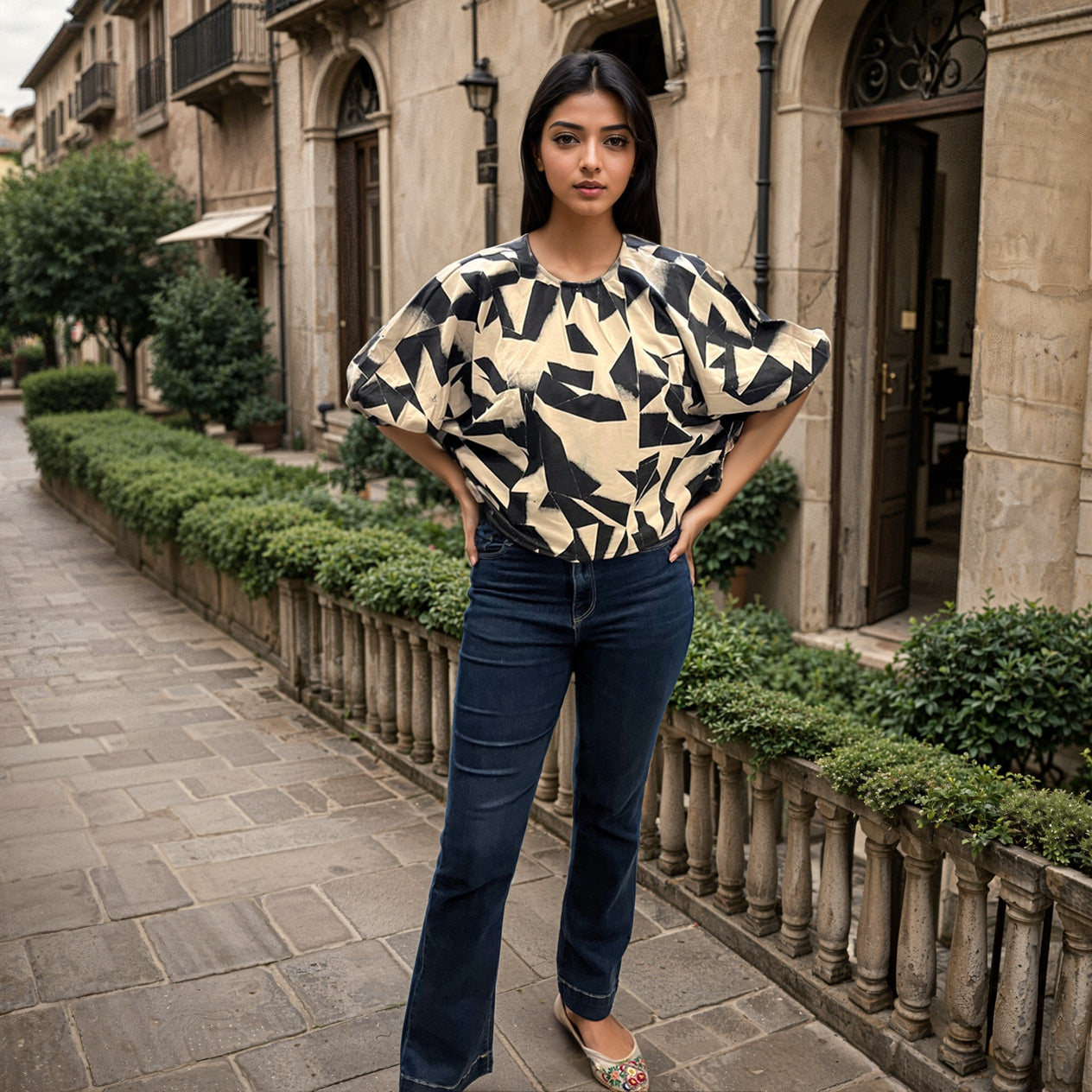 Black & White Whimsy Top