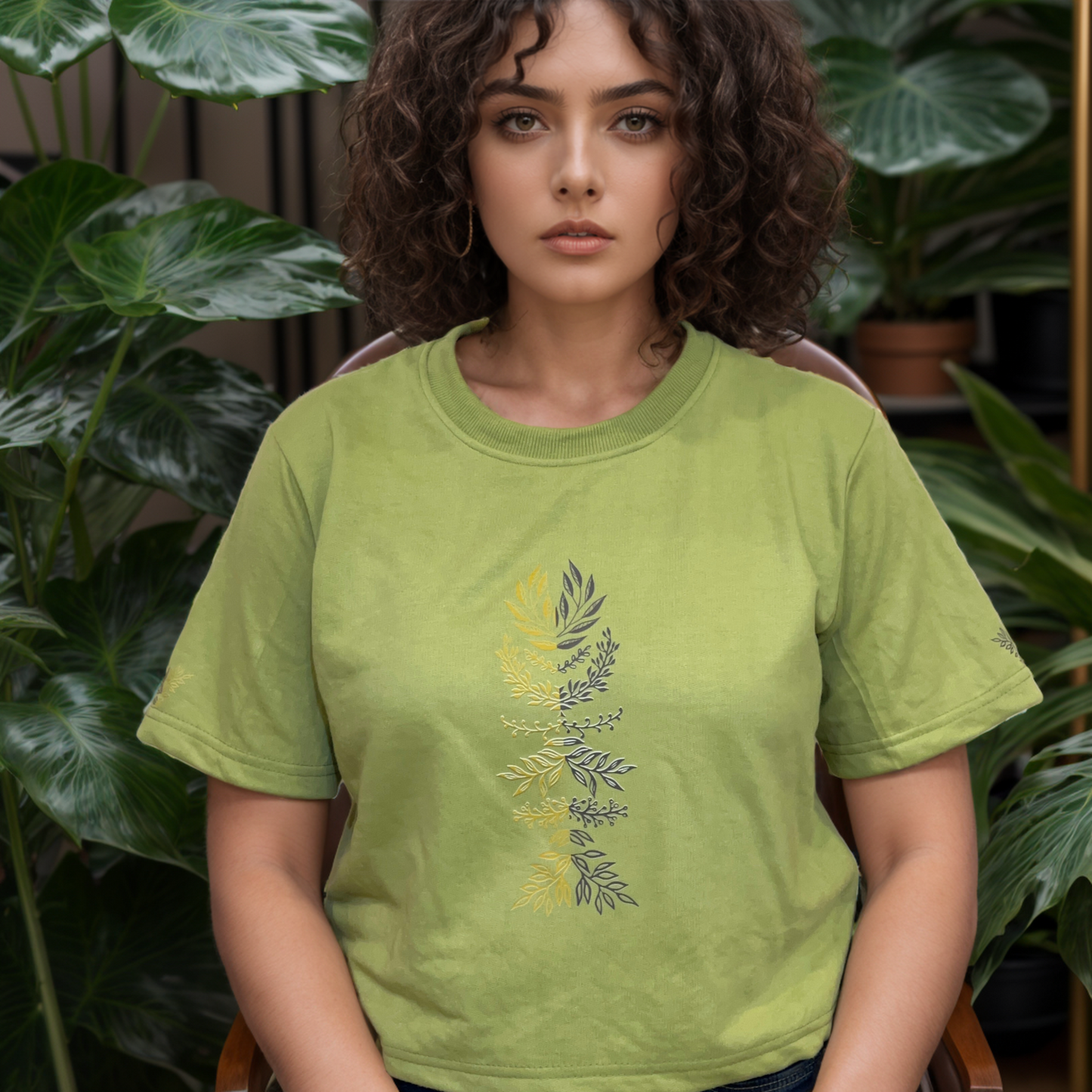 Nature's Embrace: Pista Green Short Tee