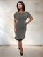 Black & White Off-Shoulder Bodycon Dress