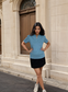 Turquoise Puff Sleeve Everyday Top
