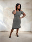 Black & White Off-Shoulder Bodycon Dress